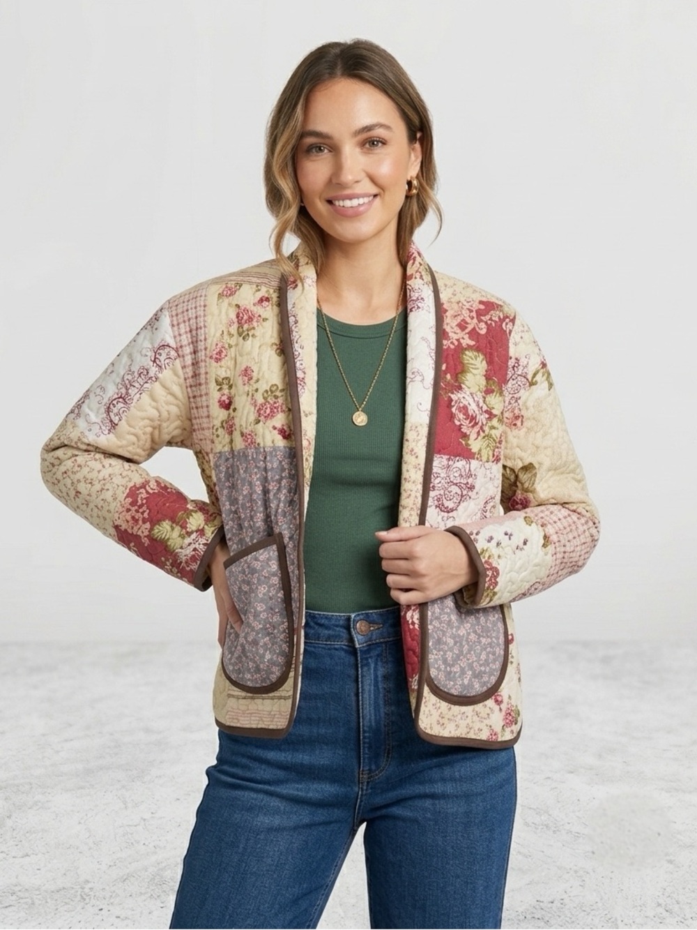HANDMADE One-of-a-Kind Quilted Jacket - Size Medium